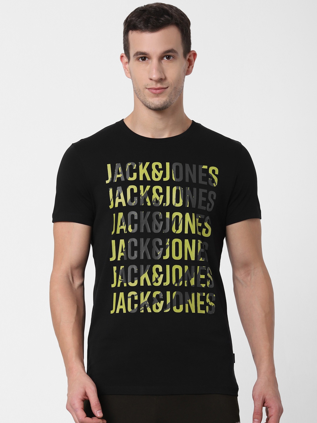 

Jack & Jones Men Black Printed Round Neck Lounge T-shirt
