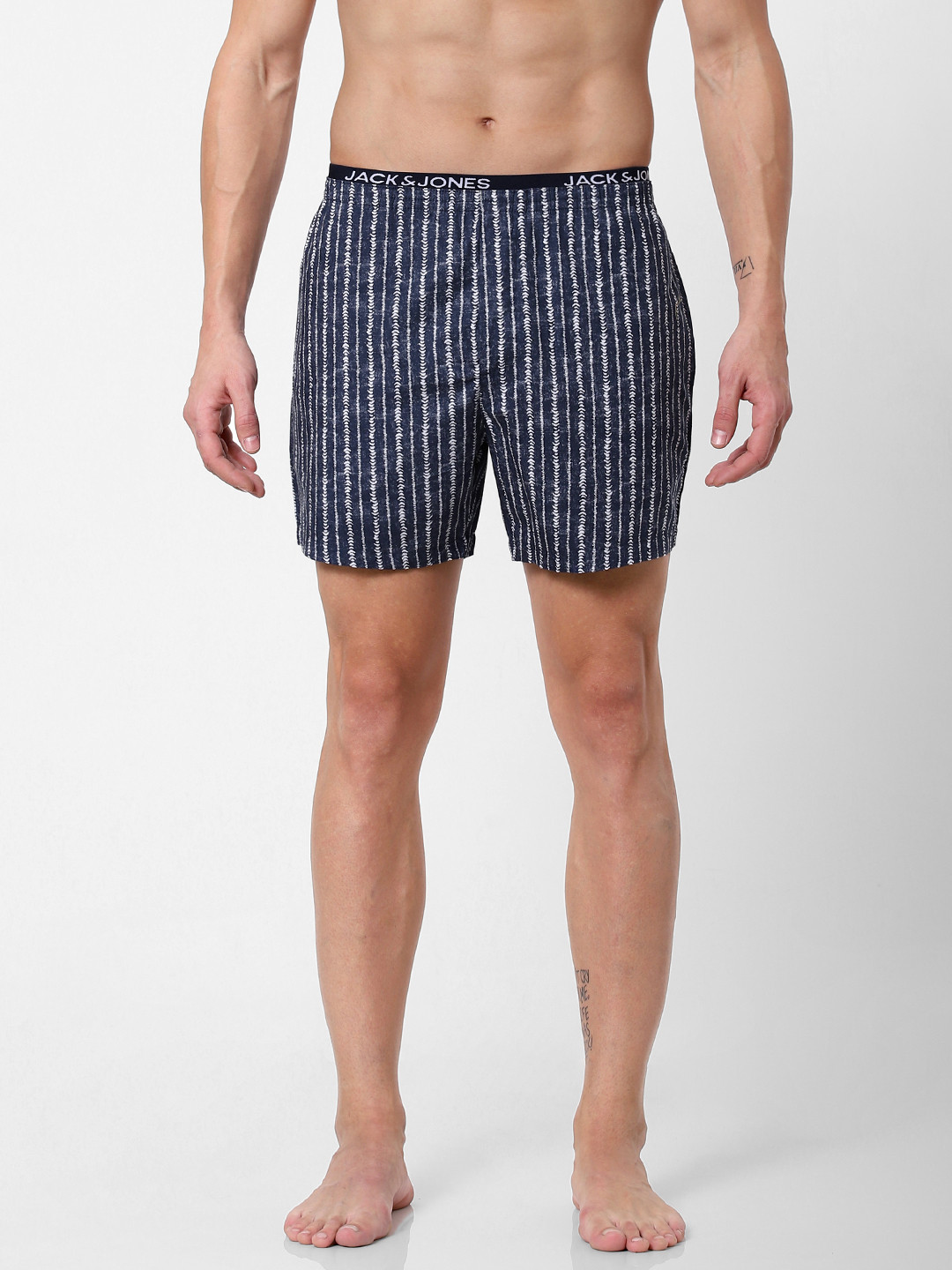 

Jack & Jones Men Navy Blue & White Printed Pure Cotton Boxers 2114458001