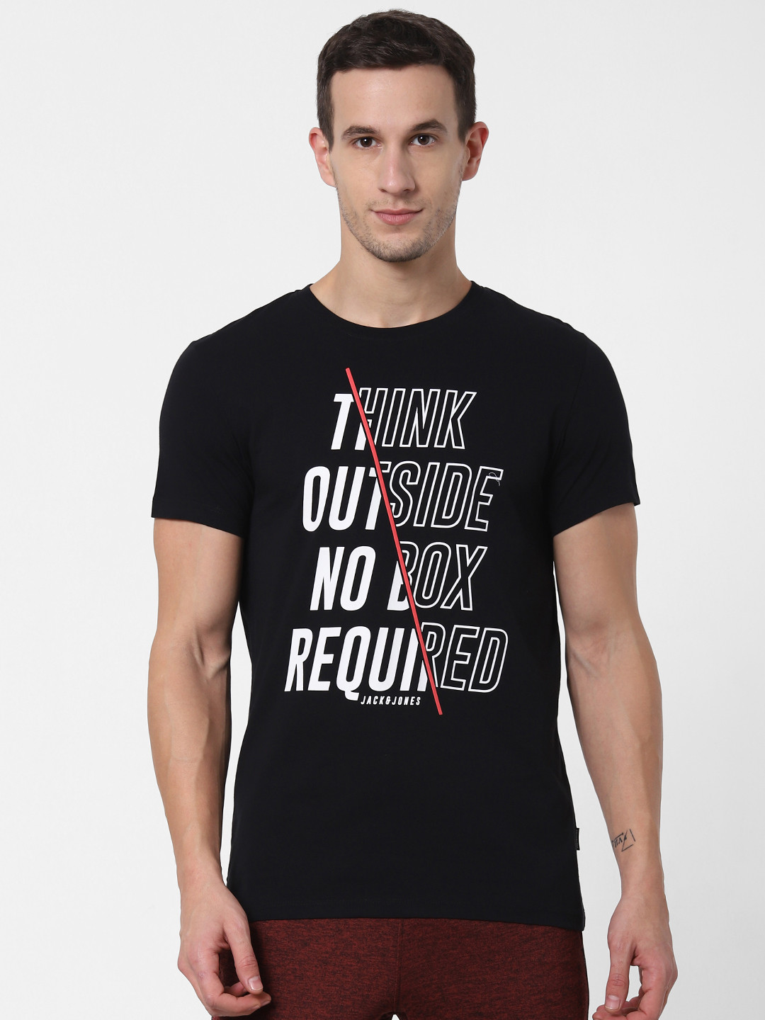 

Jack & Jones Men Black Printed Round Neck Lounge T-shirt