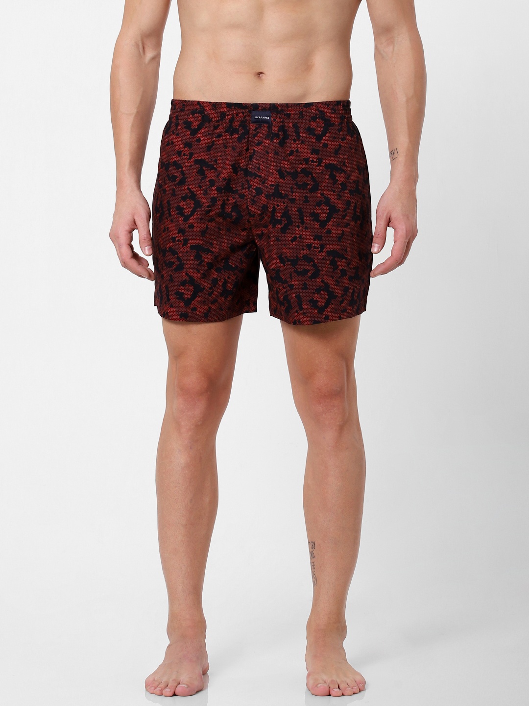 

Jack & Jones Men Black & Red Printed Pure Cotton Boxers 2114461001