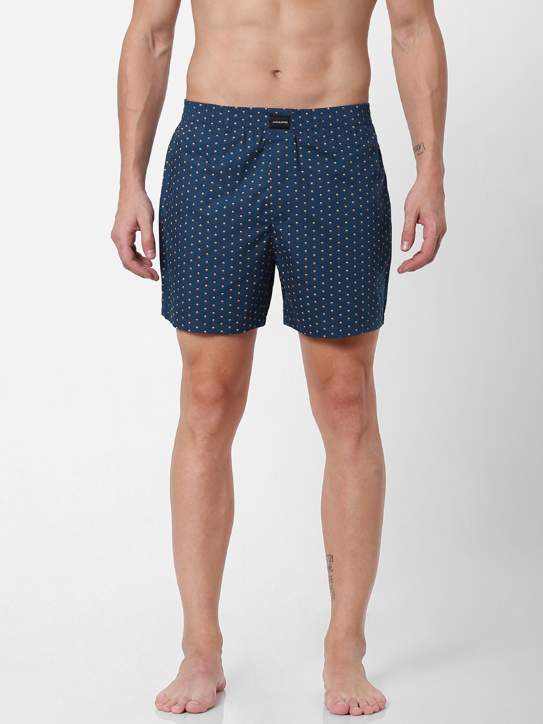 

Jack & Jones Men Blue & Yellow Printed Pure Cotton Boxers 2114457001