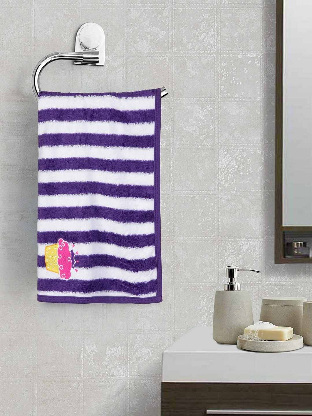 

My Milestones Kids Set of 2 Purple & White Striped 380GSM Hand Towels