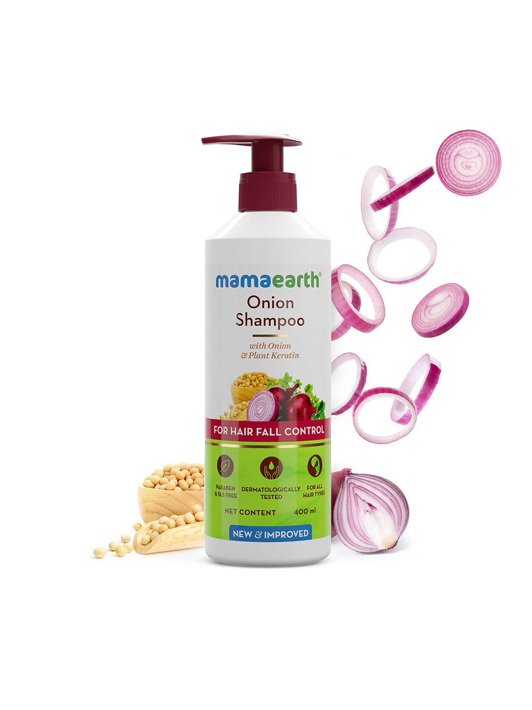 

Mamaearth Hair Growth & Hair Fall Control Onion Shampoo 400 ml, White