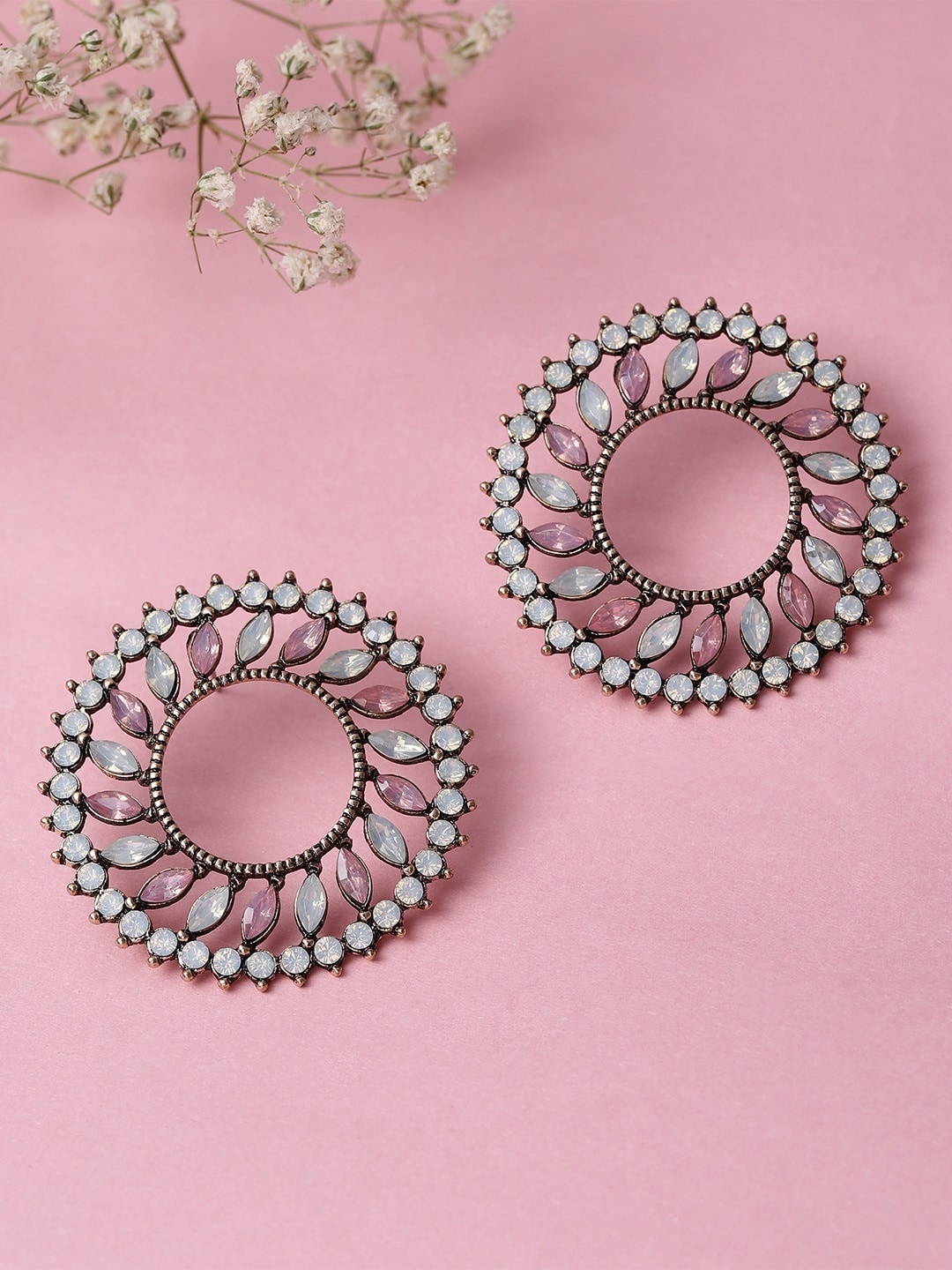 

Rubans Gold-Toned & Pink Classic Studs