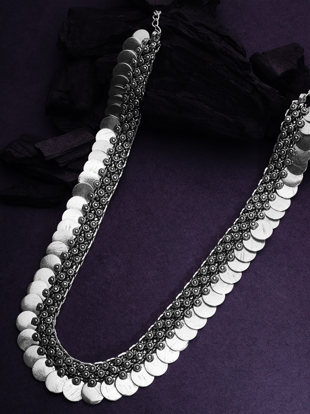 

Rubans Oxidised Silver Plated Necklace