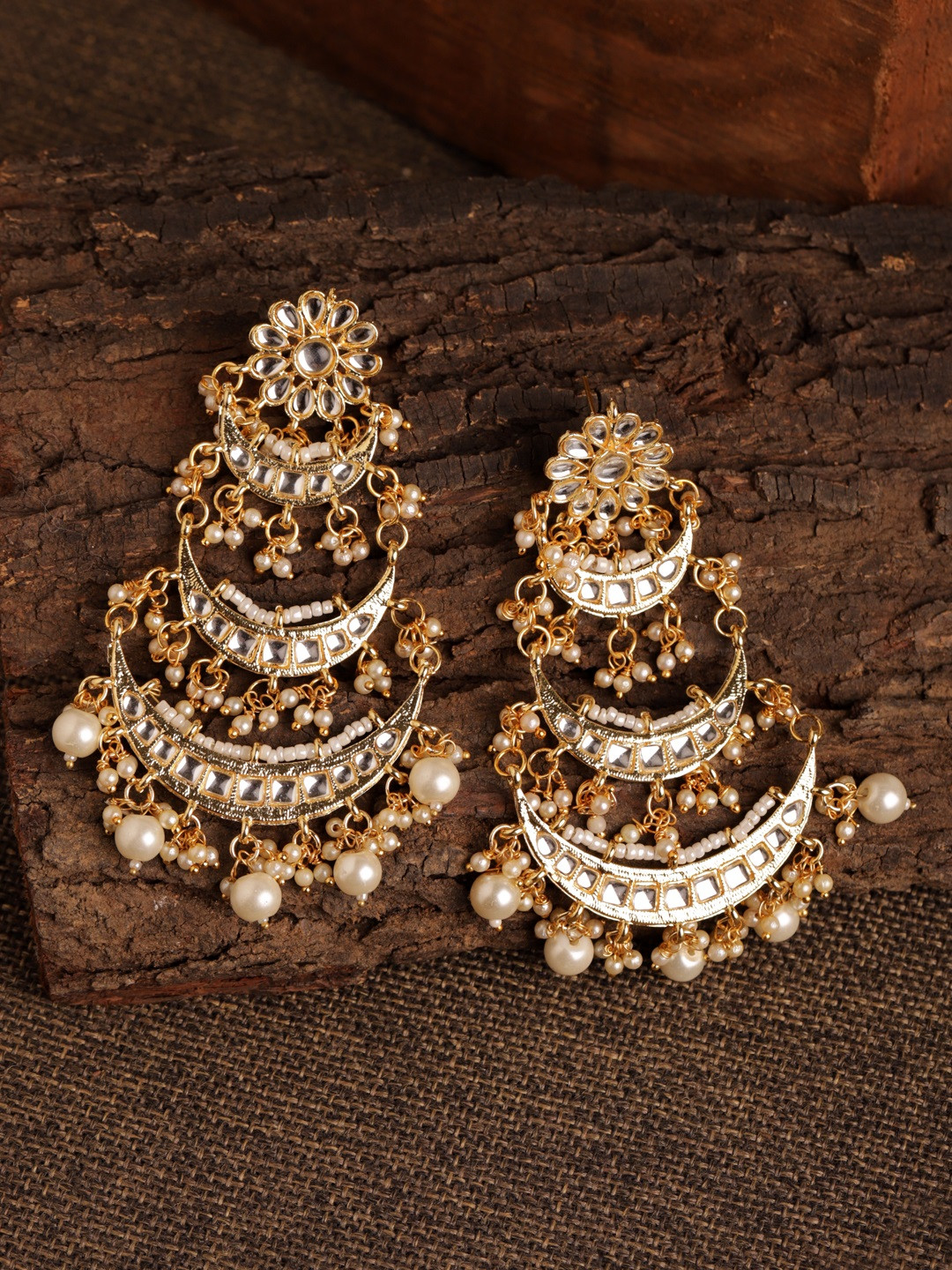 

Fabstreet Gold-Plated Classic Kundan Vilandi Chandbalis