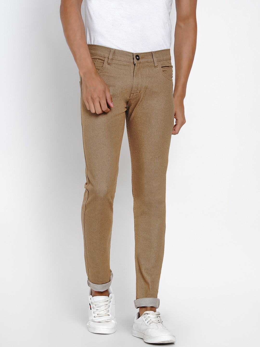 

Dais Men Khaki Brown Skinny Fit Mid-Rise Clean Look Stretchable Jeans