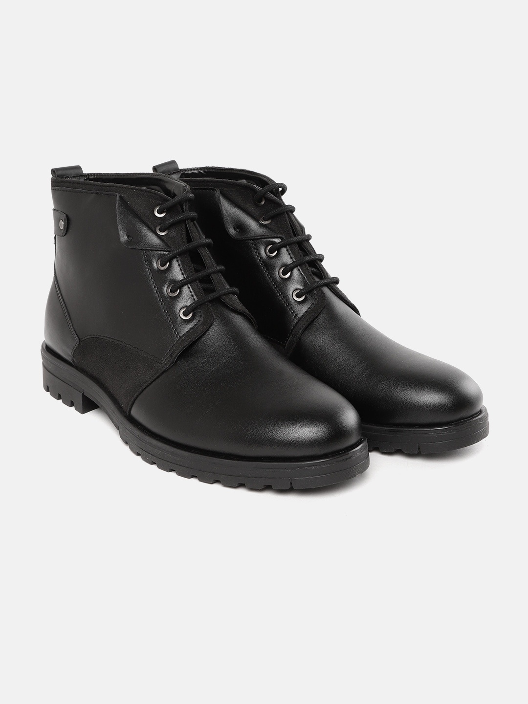 

Roadster Men Black Solid Mid-Top Flat Boots