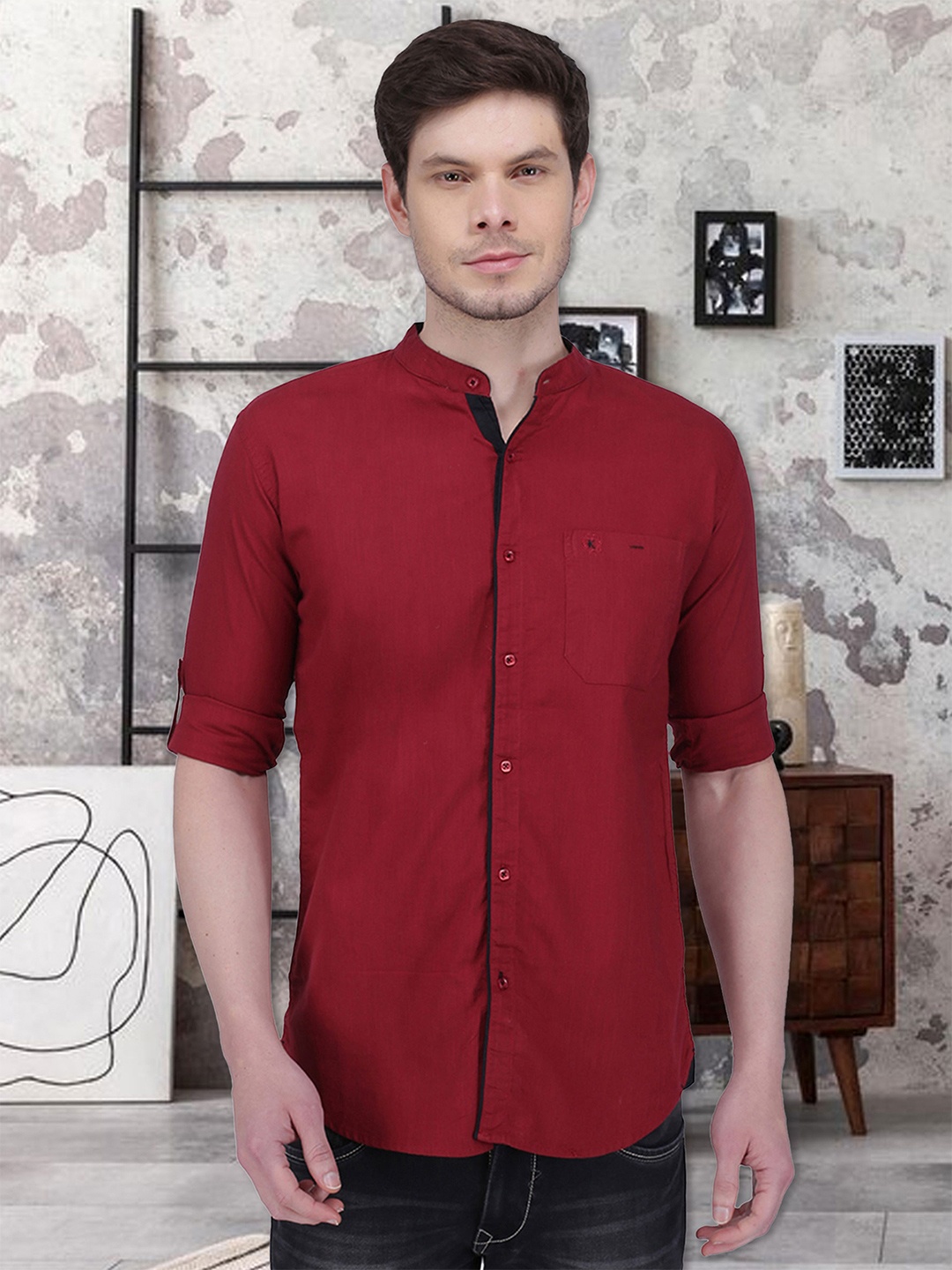 

Kuons Avenue Men Maroon Smart Slim Fit Solid Casual Shirt