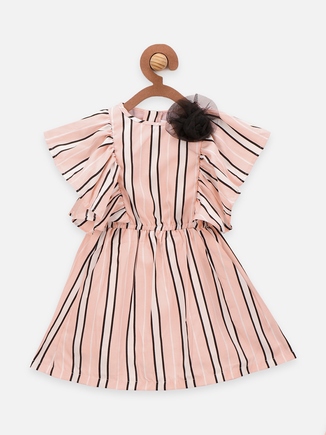 

LilPicks Girls Pink Striped Fit and Flare Dress