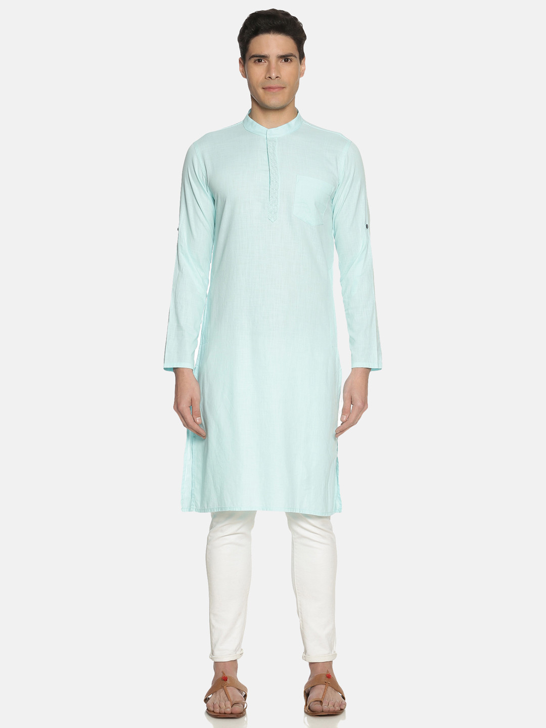 

IVOC Men Blue Solid Straight Kurta