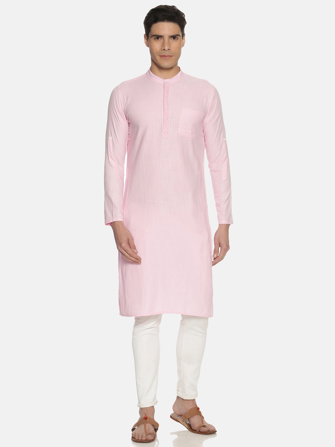 

IVOC Men Pink Solid Straight Kurta