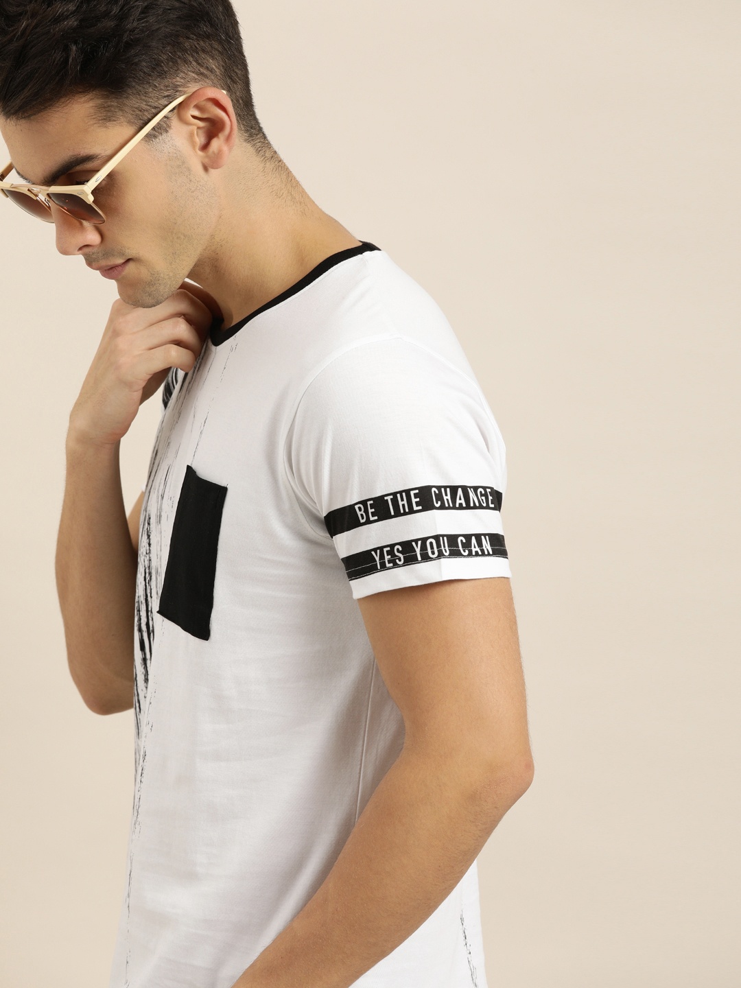 

Moda Rapido Men White Printed Round Neck Pure Cotton T-shirt