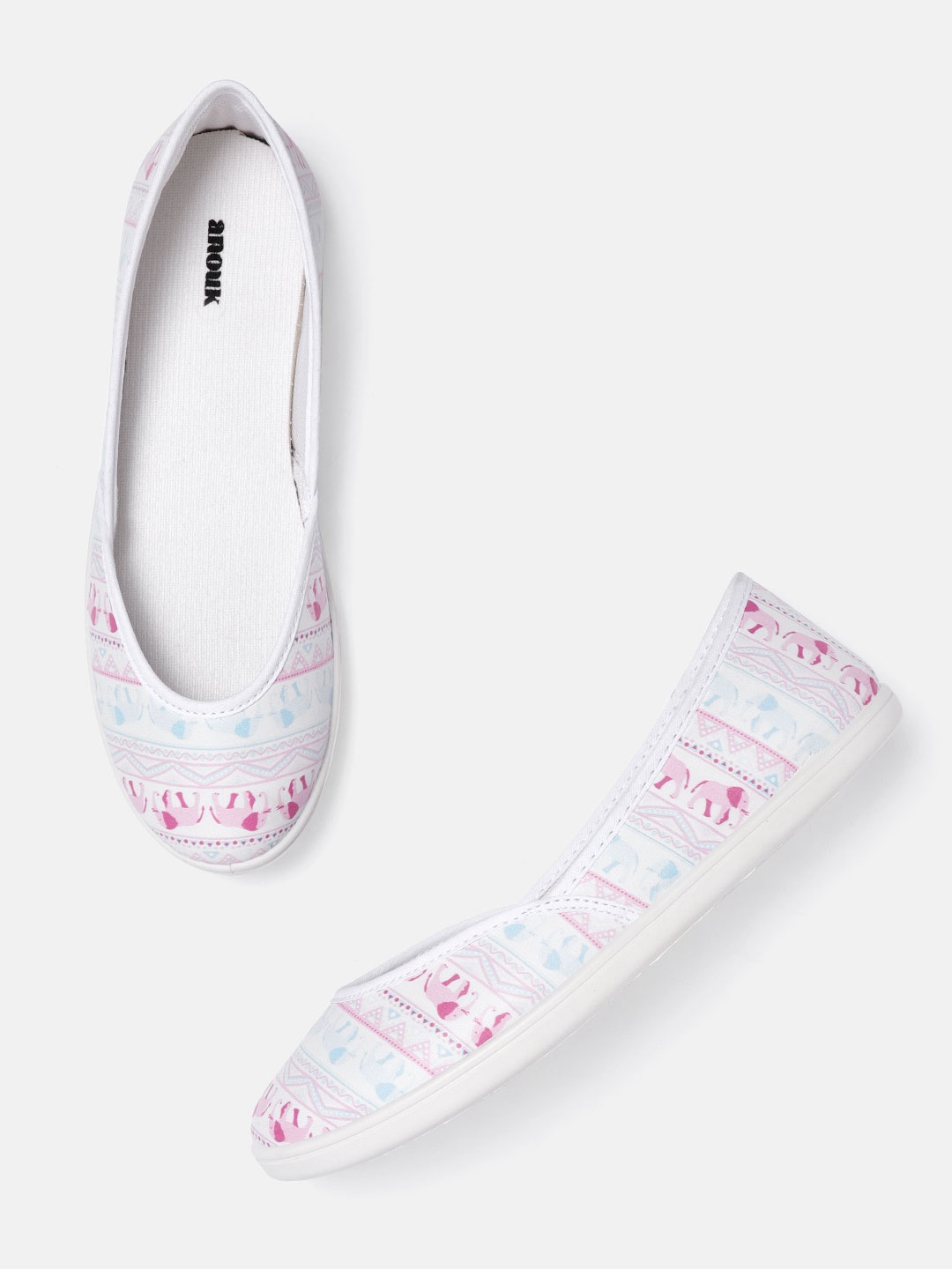 

Anouk Women Pink & White Printed Ballerinas