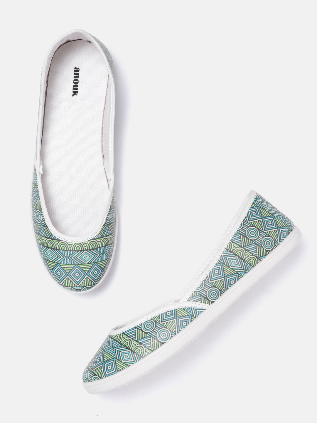 

Anouk Women Blue & Green Printed Ballerinas