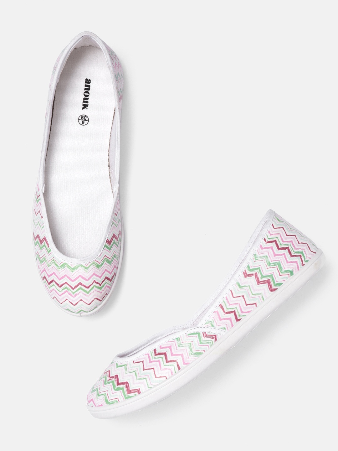 

Anouk Women White & Pink Printed Ballerinas
