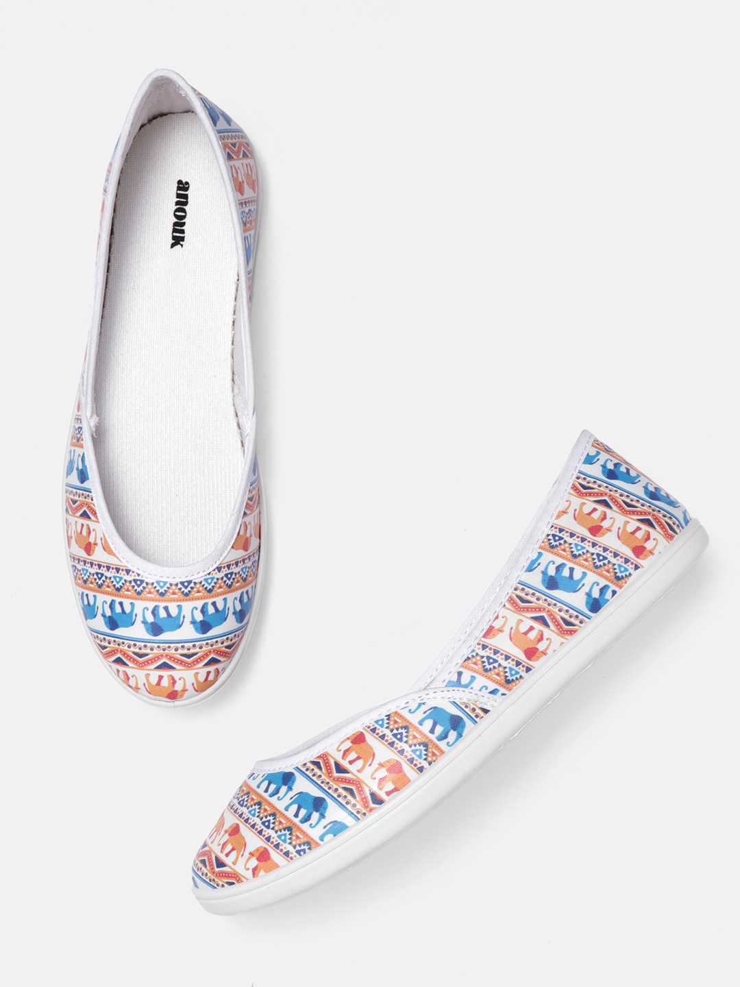 

Anouk Women Blue & White Printed Ballerinas