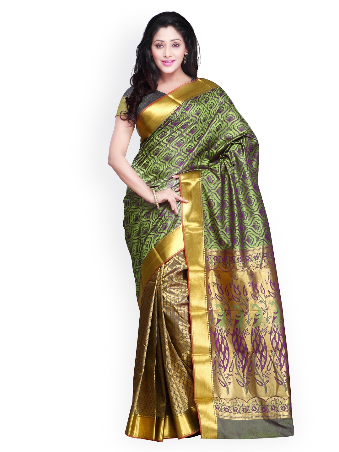 

Varkala Silk Sarees Green & Purple Jacquard & Art Silk Traditional Saree
