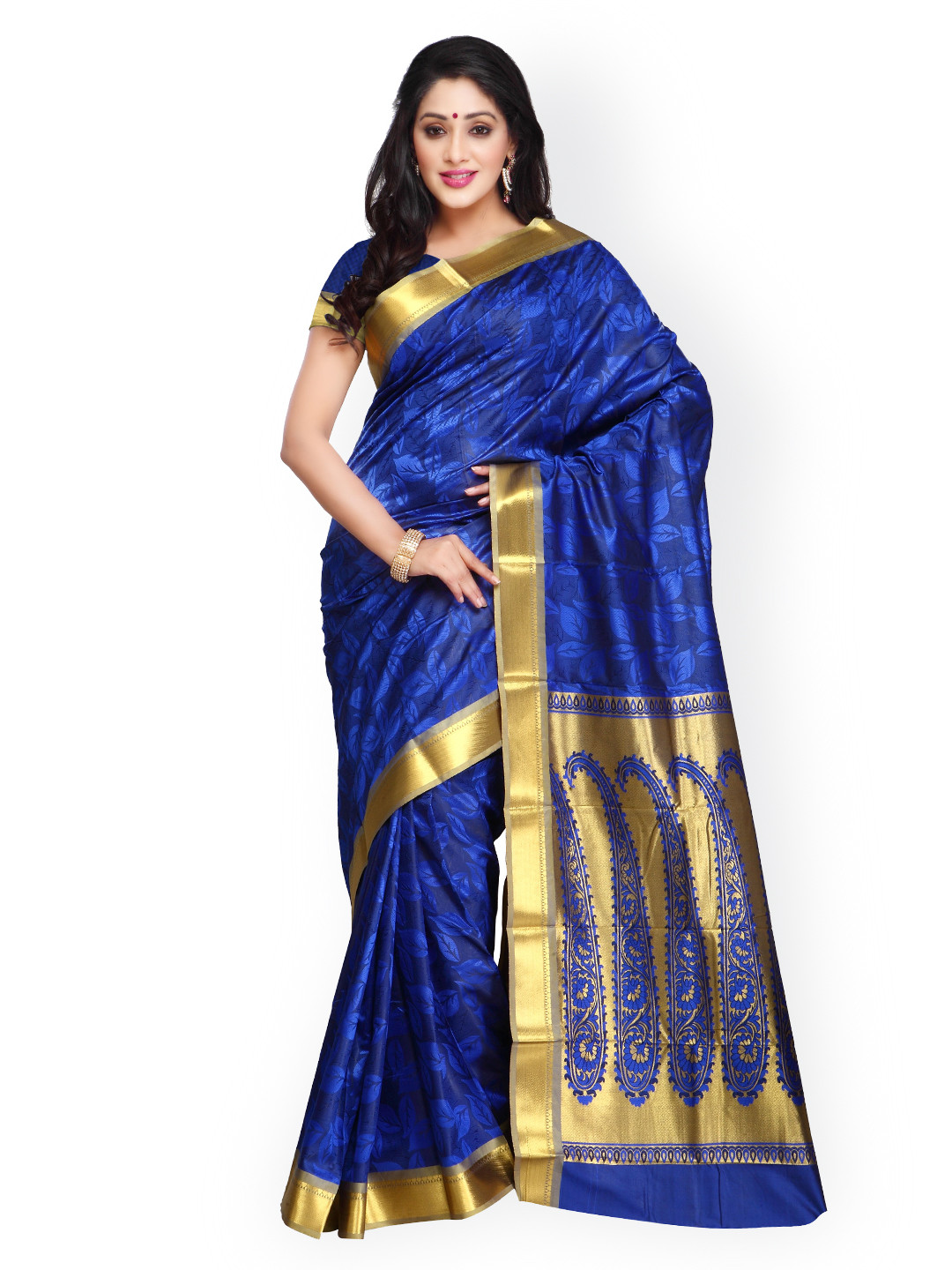 

Varkala Silk Sarees Blue Jacquard Kanchipuram Art Silk Traditional Saree