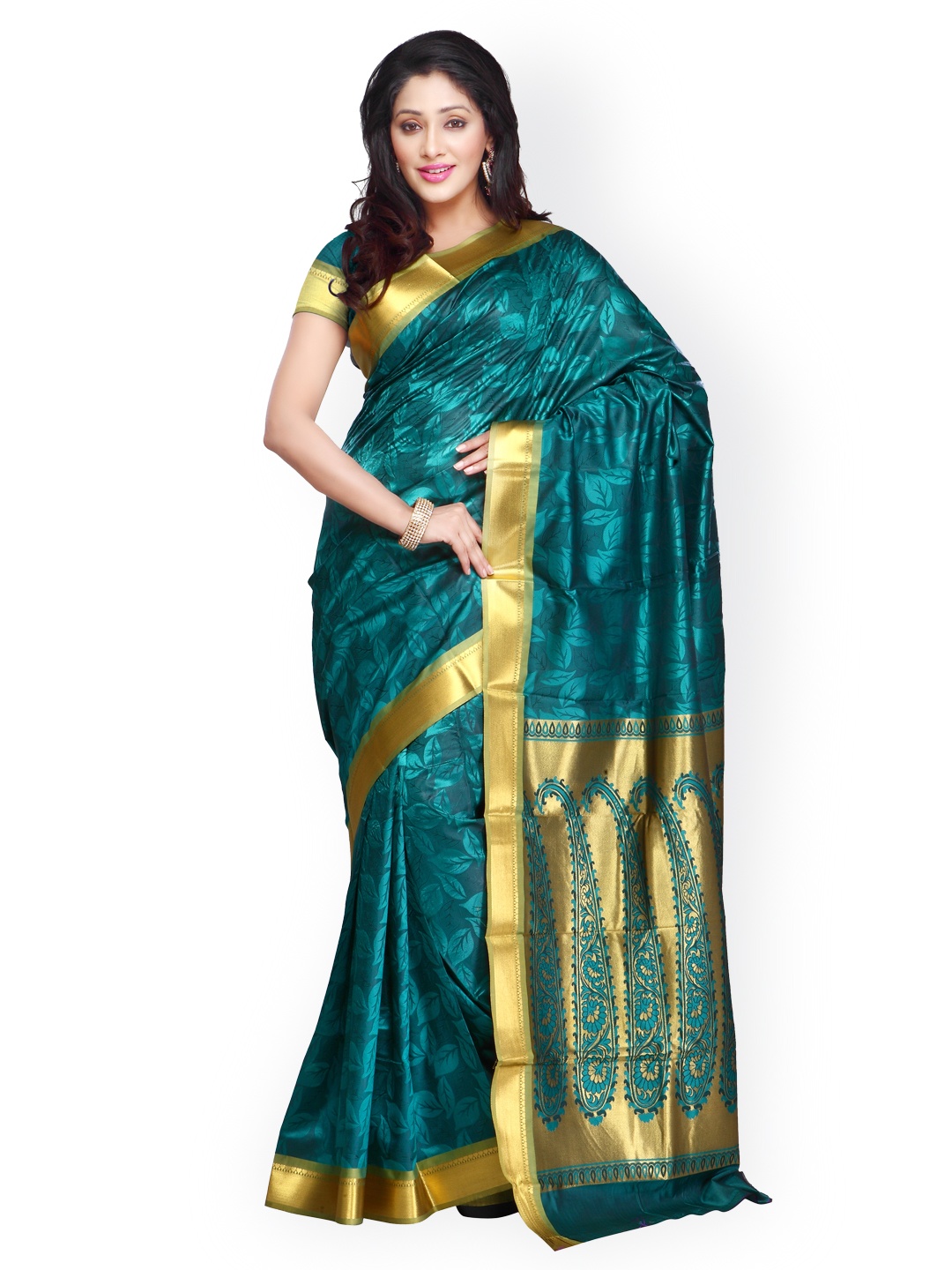 

Varkala Silk Sarees Teal Green Jacquard Kanchipuram Art Silk Traditional Saree