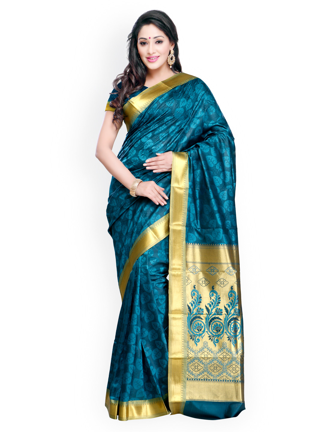

Varkala Silk Sarees Turquoise Blue Jacquard Kanchipuram Art Silk Traditional Saree