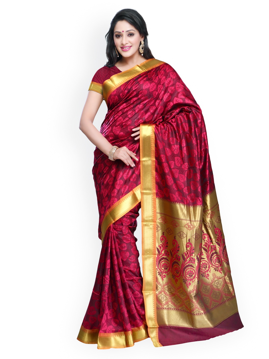 

Varkala Silk Sarees Pink Jacquard Kanchipuram Art Silk Traditional Saree