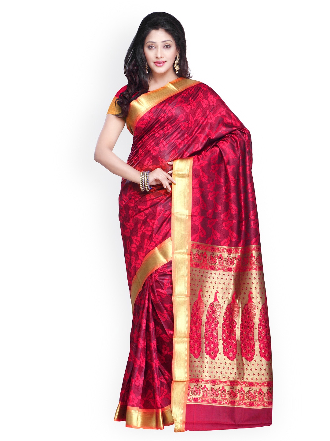 

Varkala Silk Sarees Red Jacquard & Art Silk Traditional Saree