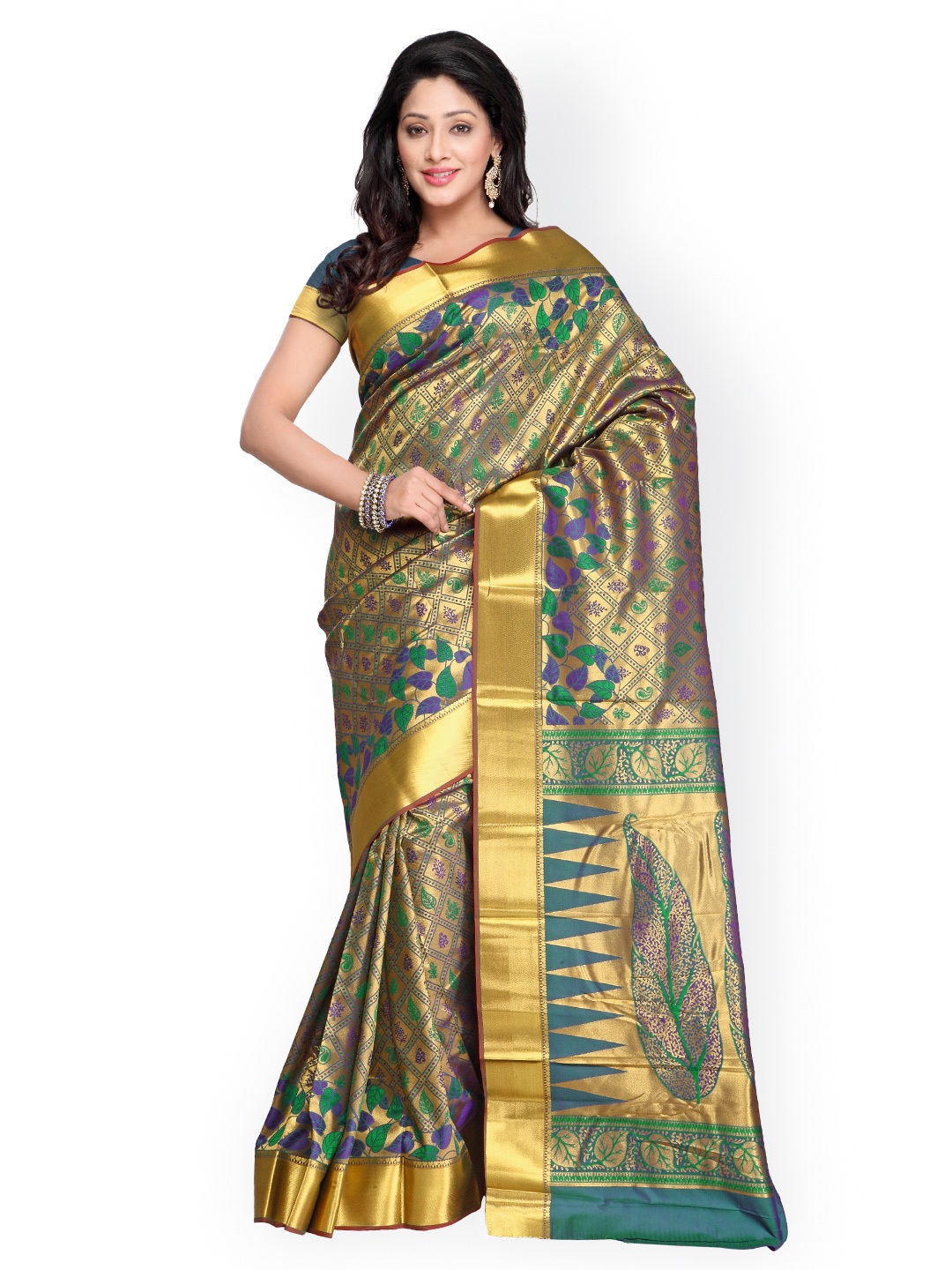 

Varkala Silk Sarees Green Jacquard Kanchipuram Art Silk Traditional Saree