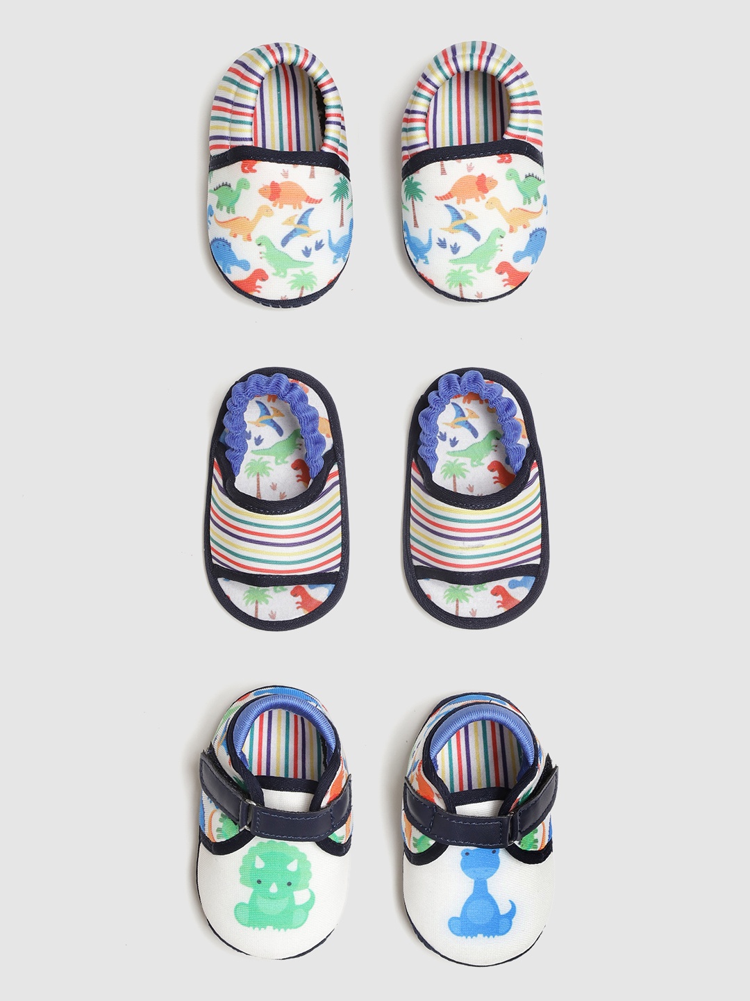 

TOOTSIES By KazarMax Boys Set of 3 Multi-Coloured Printed Booties