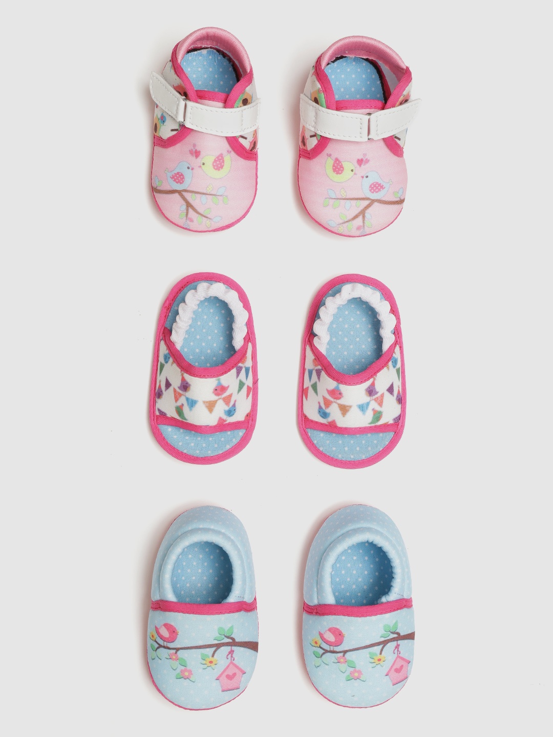 

TOOTSIES by KazarMax Girls Set of 3 Printed Booties, Pink