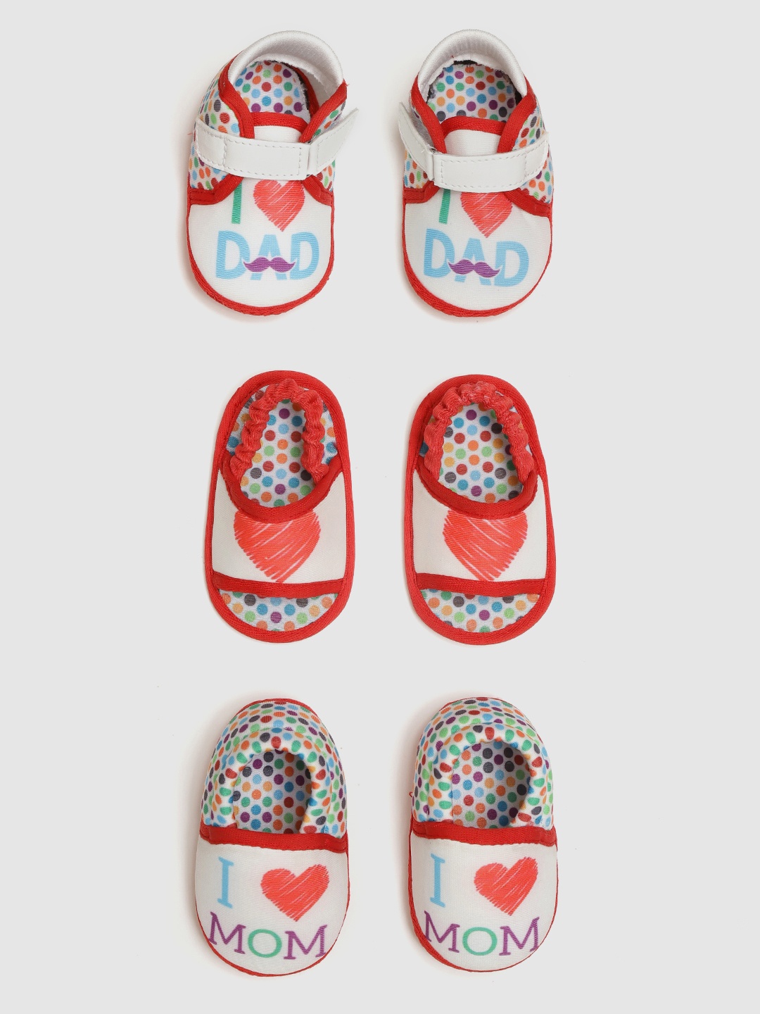 

KazarMax Kids Set of 3 Printed Booties, Red