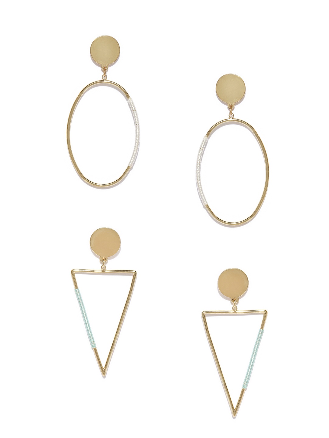 

Blisscovered Set of 2 Gold-Toned Geometric Drop Earrings
