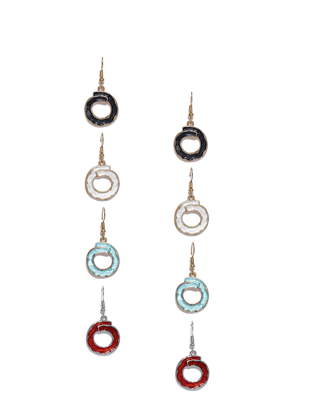 

Blisscovered Set of 4 Multicoloured Circular Drop Earrings, Multi
