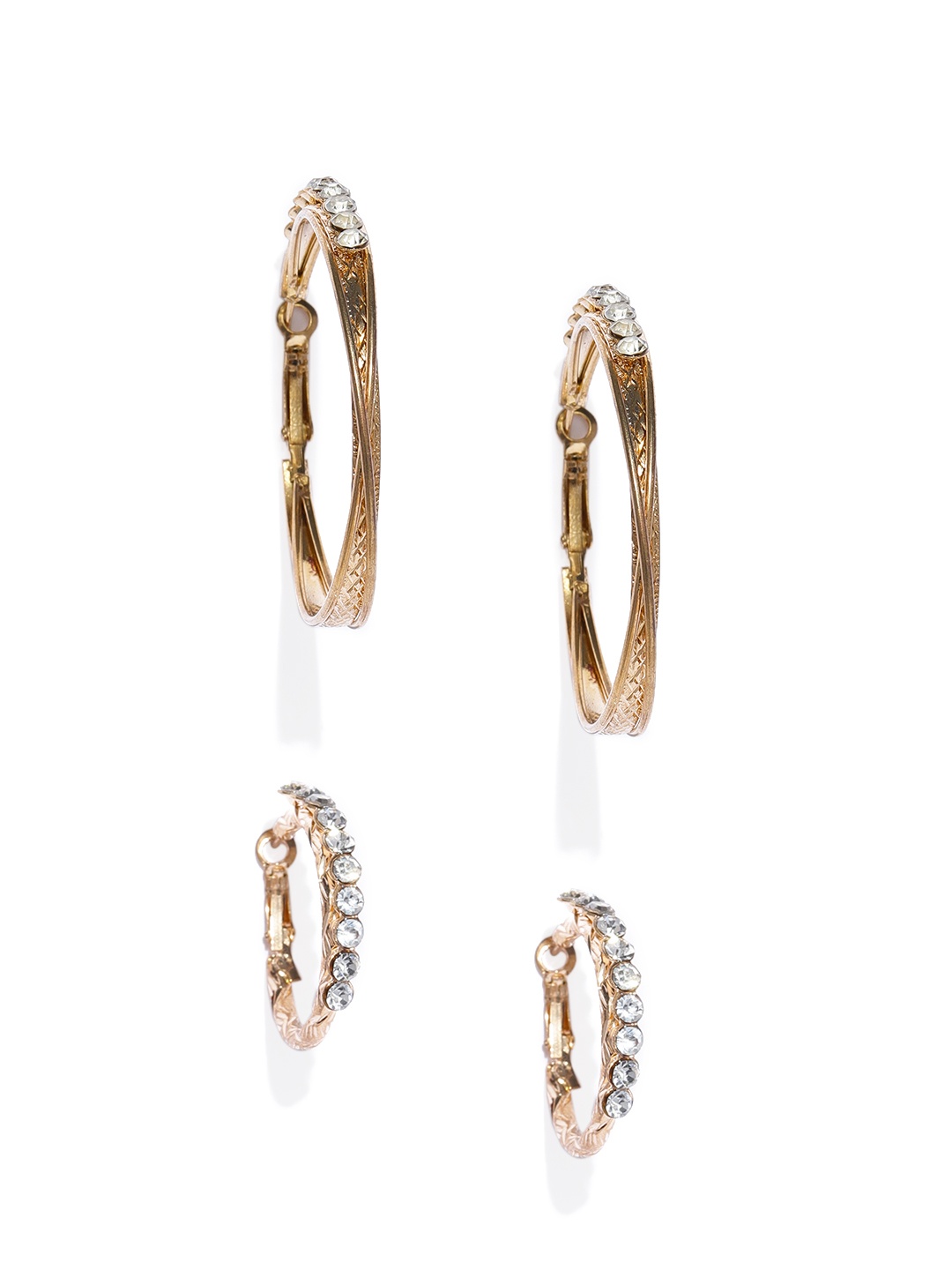 

Blisscovered Set of 2 Gold-Toned Circular Hoop Earrings