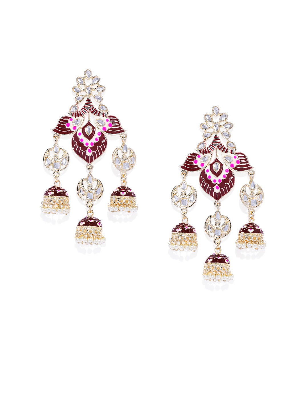 

AccessHer Gold-Toned Meenakari Dome Shaped Jhumkas