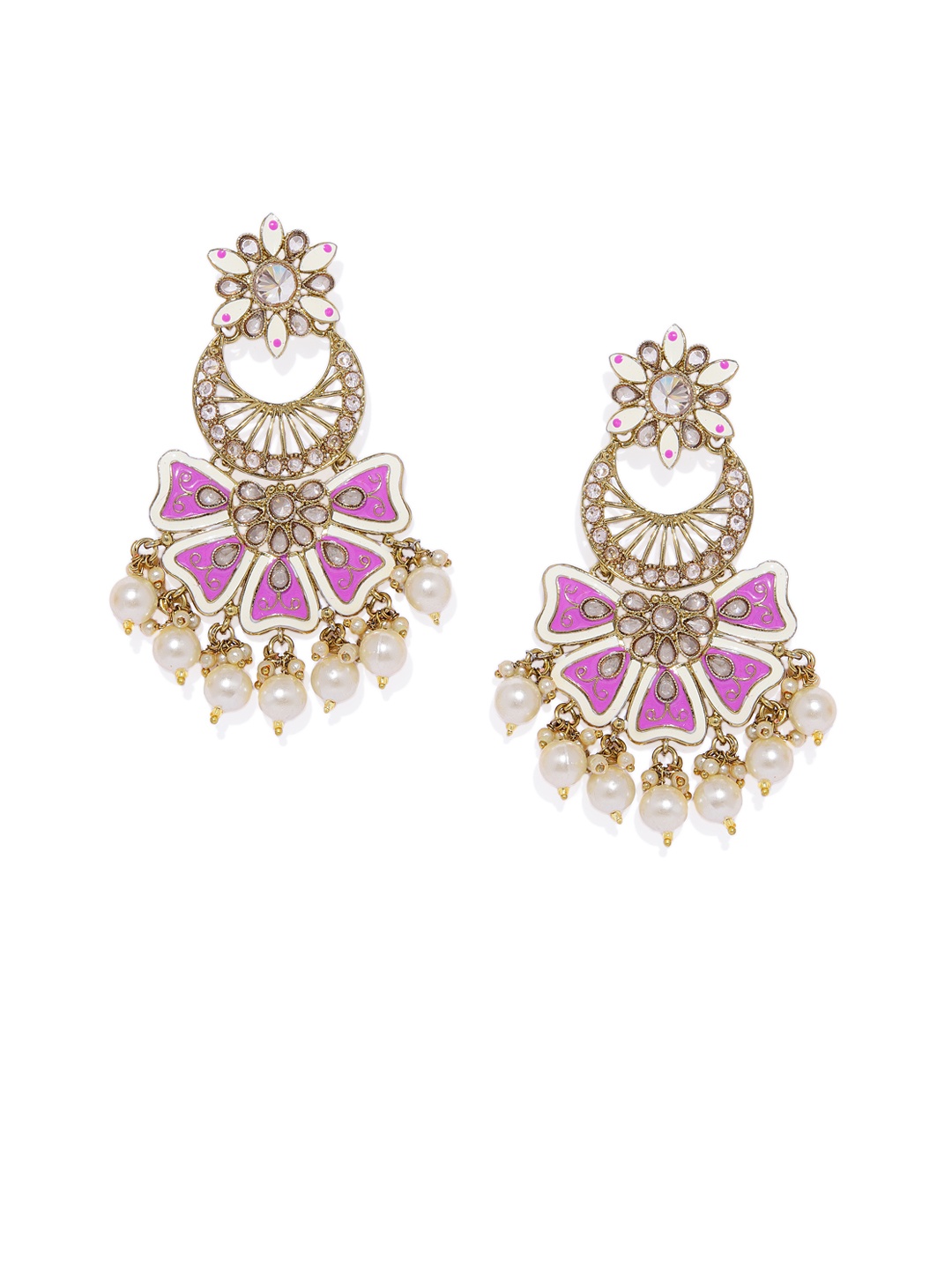 

AccessHer Gold-Toned & Purple Classic Chandbalis