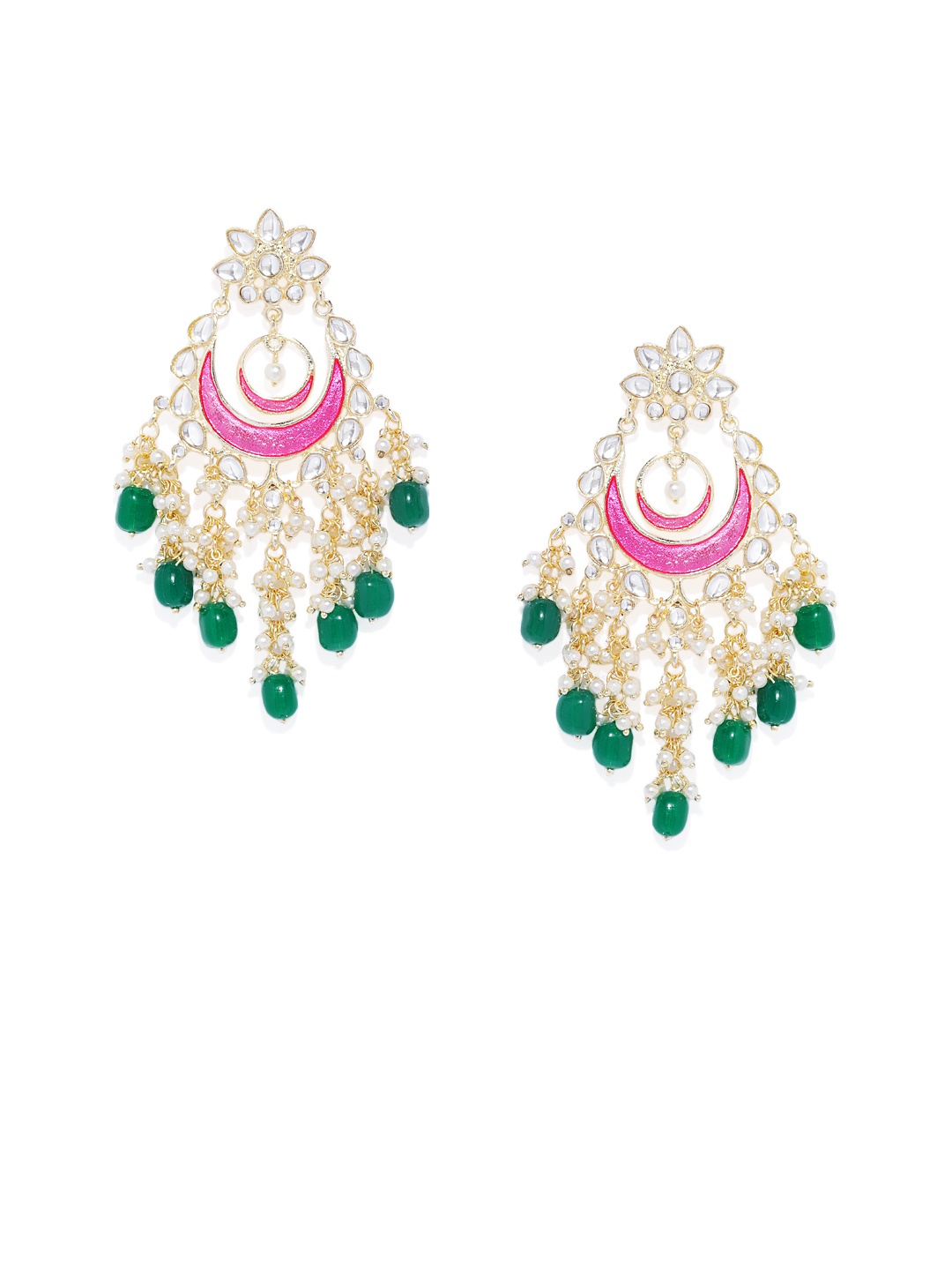 

AccessHer Gold-Toned & Pink Enamelled Classic Chandbalis