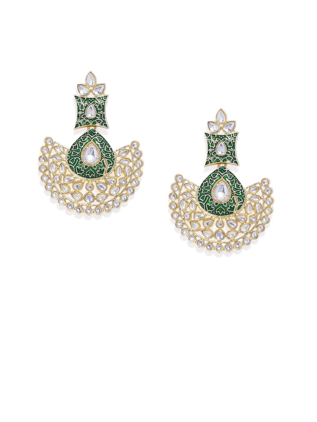 

AccessHer Gold-Toned & Green Classic Enamelled Chandbalis