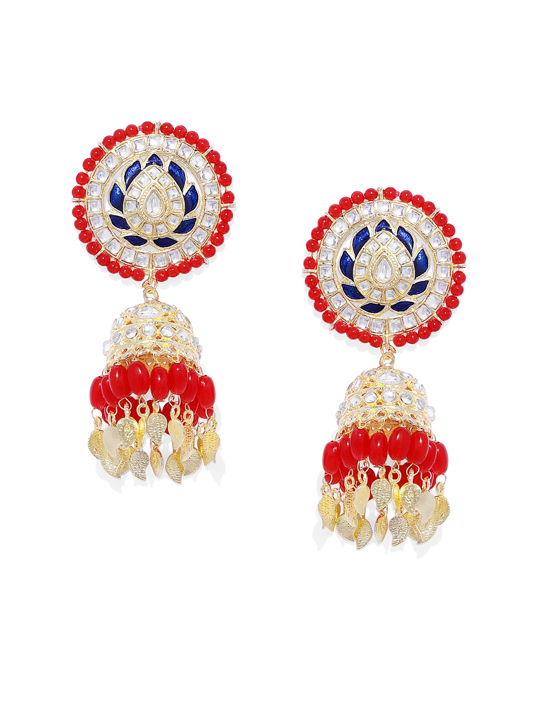 

AccessHer Gold-Toned & White Dome Shaped Jhumkas