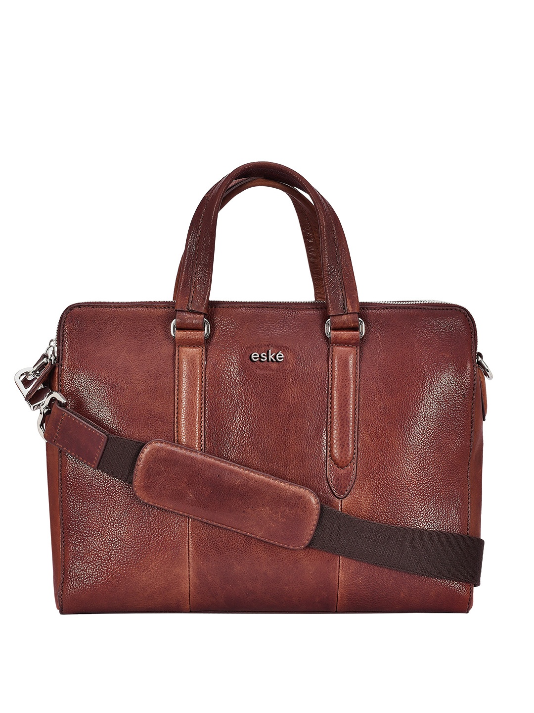 

Eske Men Tan Brown Solid Beuth Leather Laptop Bag