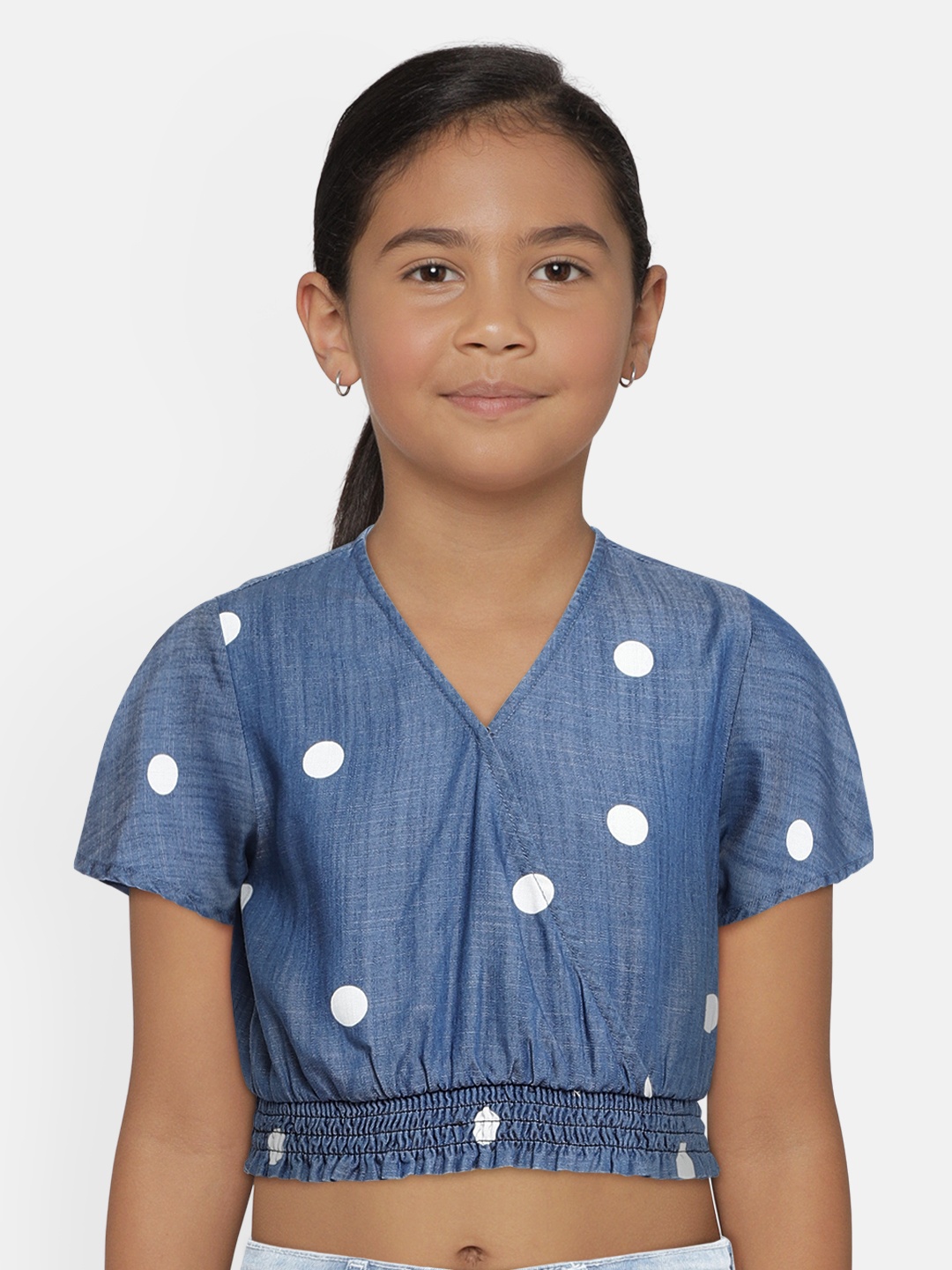 

Pepe Jeans Girls Blue Printed Cinched Waist Top
