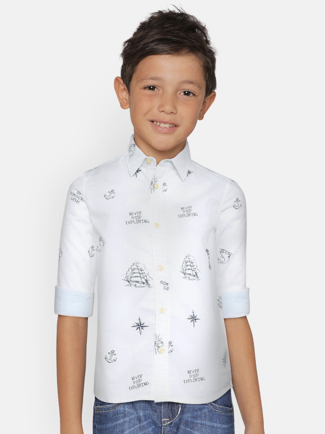 

Pepe Jeans Boys White Regular Fit Printed Casual Shirt