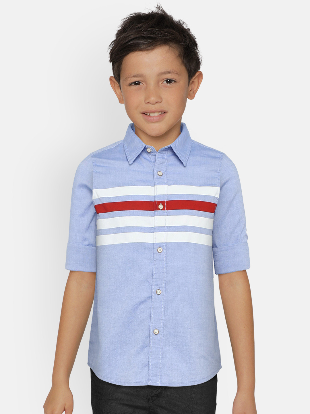 

Pepe Jeans Boys Blue Regular Fit Striped Casual Shirt