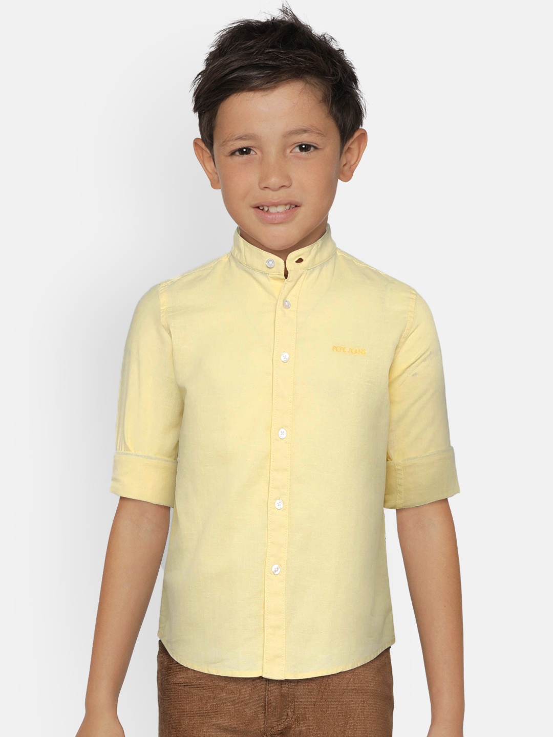 

Pepe Jeans Boys Yellow Regular Fit Solid Casual Shirt