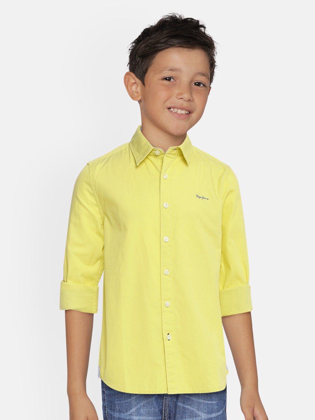 

Pepe Jeans Boys Yellow Regular Fit Solid Casual Cotton Shirt