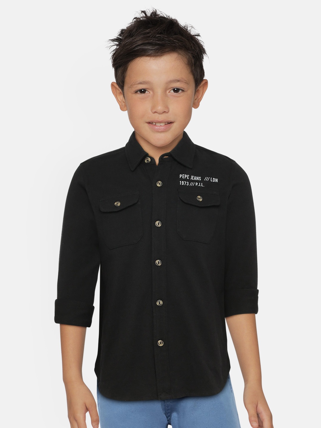 

Pepe Jeans Boys Black Regular Fit Solid Casual Shirt