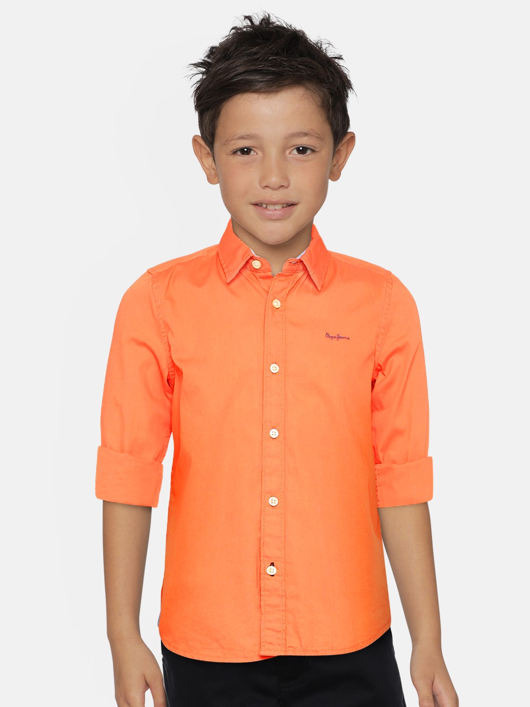 

Pepe Jeans Boys Orange Regular Fit Solid Casual Shirt