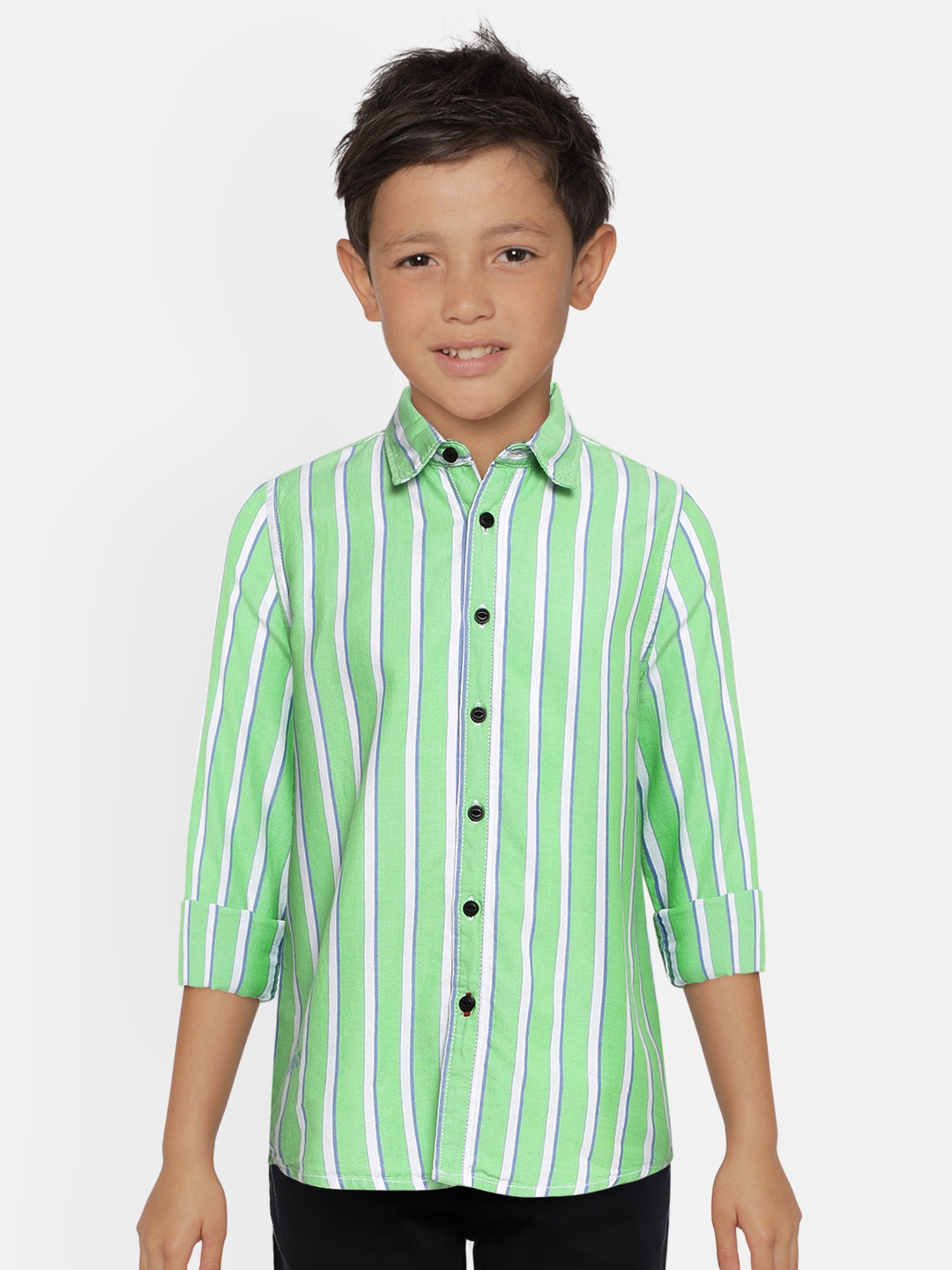 

Pepe Jeans Boys Green Regular Fit REED Striped Casual Shirt