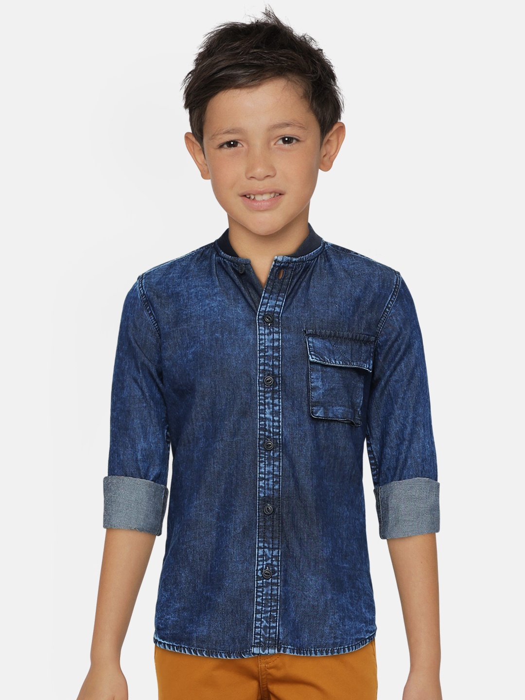 

Pepe Jeans Boys Blue Regular Fit Solid Casual Shirt