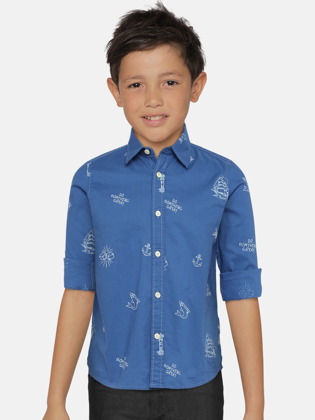 

Pepe Jeans Boys Blue Regular Fit Printed Casual Shirt